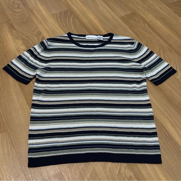 90’s Vintage Croft & Barrow Striped Short Sleeve Sweater Small - Picture 1 of 3